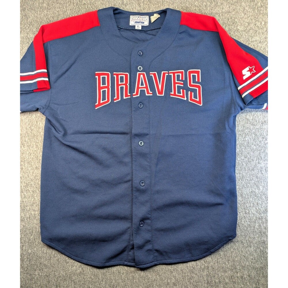 Vintage Starter Atlanta Braves Chipper Jones #10 Jersey XL MLB 90s Navy